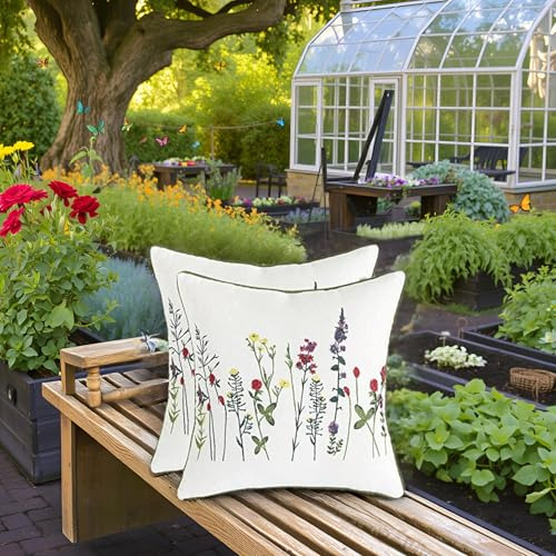 Fundas Almohada Bordadas 45 X 45 Cm 2 Decorativas Floral