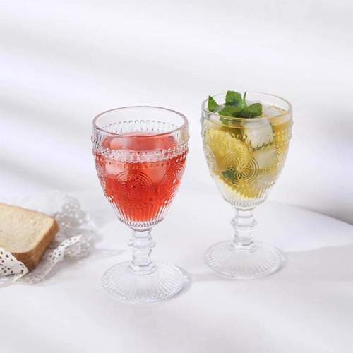 Conjunto 6 Taça Vidro 300ml Cálice Desenhado De Luxo Bebida Cor Transparente