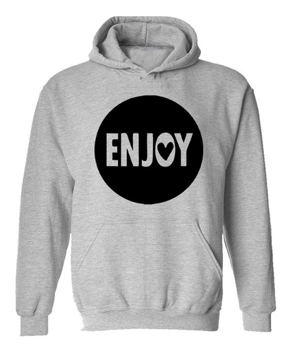 Buzo Canguro Frase Enjoy Corazon Diversion Hoodie