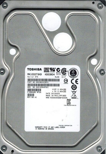 Hd Sata Toshiba 1tb 7.2k 3.5 Mk1002tskb Cor Prateado