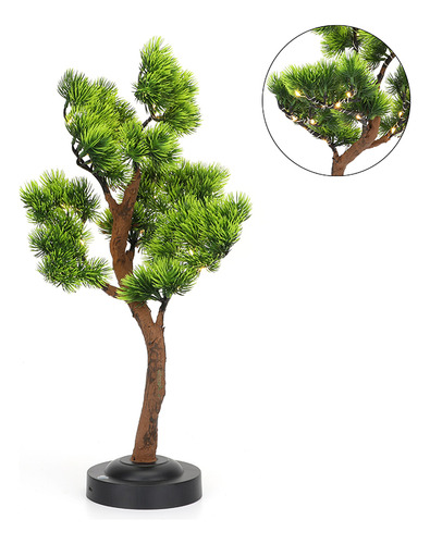 Lámpara Mesa Árbol Bonsái Artificial Decorativa Con Luz Usb