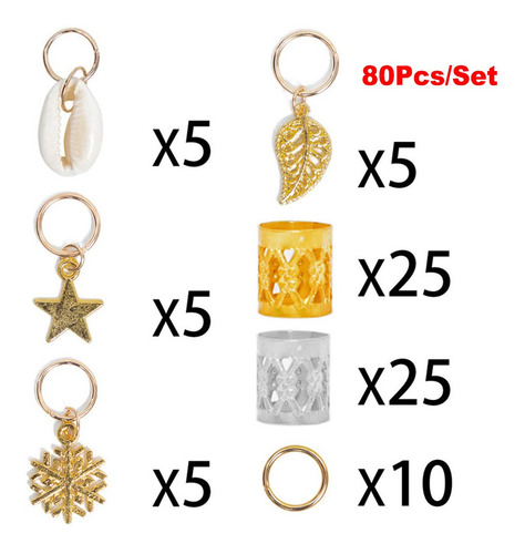80 Unidades/set Readlocks Cuentas Metal Puños Trenza Anillo