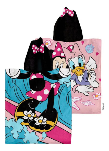 Poncho De Toalla Minnie- Daisy Piñata Toallon C/ Capucha Minnie Mouse Y Daisy