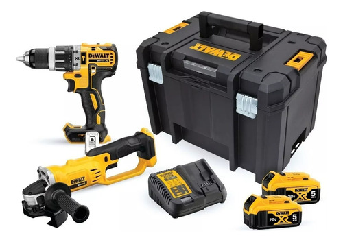 Kit Dewalt Esmeril + Taladro Xr + 2 Baterias De 5 Ah +caja