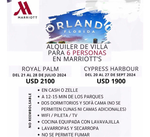 Alquiler De Villas Marriot Orlando Disney Julio Y Septiembre