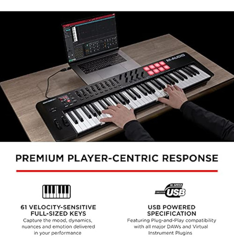 Controlador Midi M-audio Oxygen 61 (mkv) Con 61 Teclas Y Pad