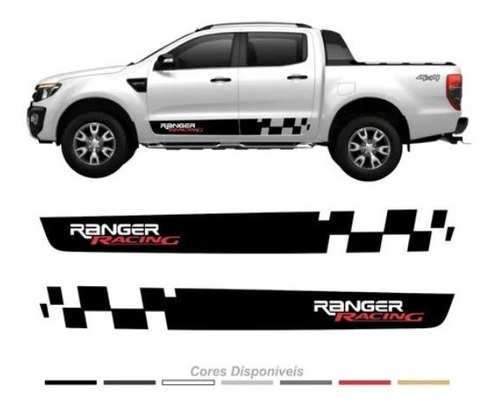 Par Adesivos Compatível Ranger Racing Faixas Lateral R389 Cor Preto