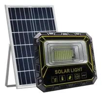 Comprar Foco Reflector 200w C\u002F Panel Solar+ Control Remoto 6500k D20 Carcasa Negra Luz Fría