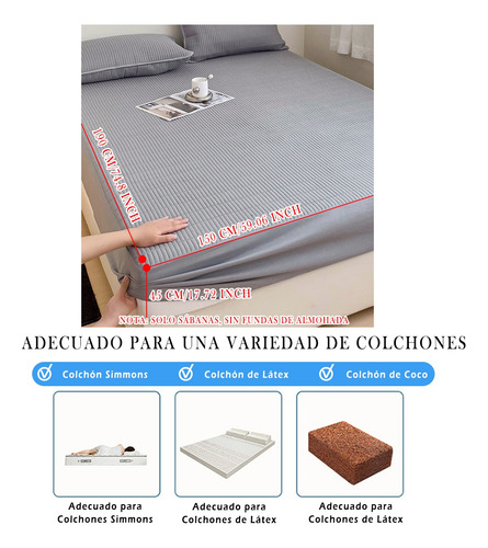 Cubre Colchón Impermeable Cubre Con Funda 190x150x45cm-gris