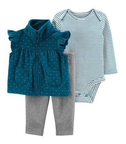 Set Carters Chaleco Lunares Con Camisa Pantalón 1m547010 Ub