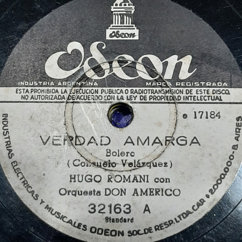 Pasta Hugo Romani Con Orq Don Americo Odeon C508