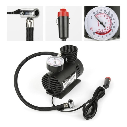 Imagem 5 de 10 de Mini Compressor De Ar 300 Automotivo Pneu Moto Bike Bola Etc