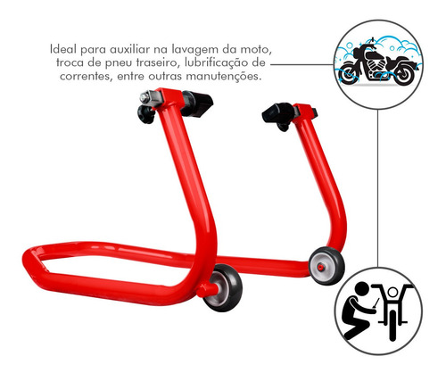 Imagem 2 de 10 de Cavalete Universal Traseiro Moto Hornet Twister Cb300 Verm.