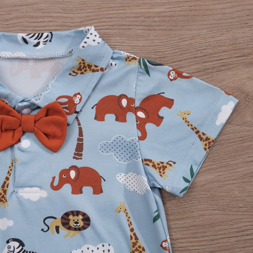 2piezas Conjunto Verano Con Estampado De Animales Bebé 0-18m Coral Oscuro 0-3 M