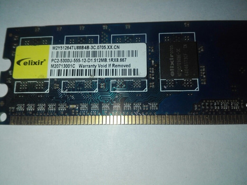 Memoria Ram Pc 512mb Ddr2 Pc2 5300u Marca Elixir