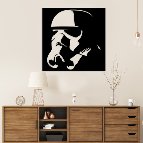 Silueta Decorativa Stormtrooper En Madera Negra 1mt X 1mt