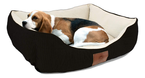 Akc, Caja Cama Para Perro De Trama Sólida, Negro