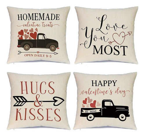 Hlonon Valentines Day Pillow Covers 20 X 20 Pulgadas De 4 -