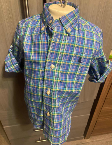 Ralph Lauren Camisa Bebé Talla  12 Meses Verde A Cuadros