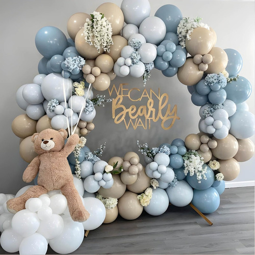 Kit De Arco De Globos Azul Y Beige, 126 Piezas