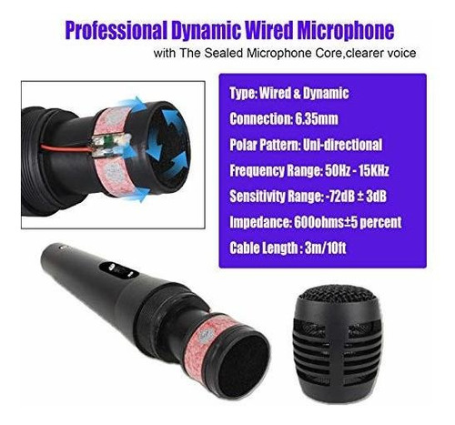 Karaoke Microphone Wired Singing System 6.35mm Dynamic Z0