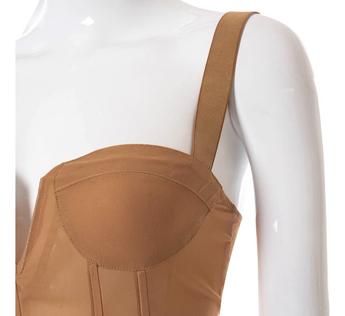 Top Corto Transparente De Malla A La Moda Para Mujer