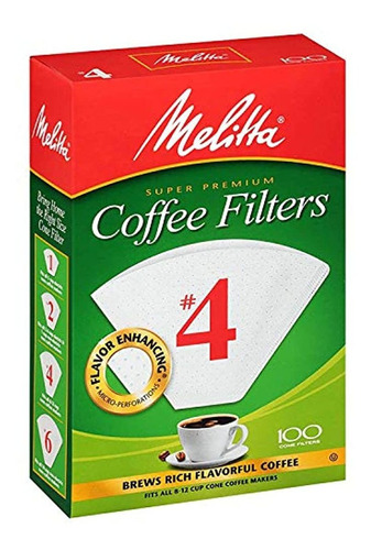 Melitta #4 Super Premium Filtros De Café, Blanco