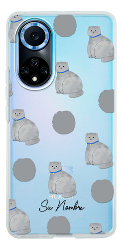Funda Para Huawei Para Mujer Gatito Gris Con Personalizacion
