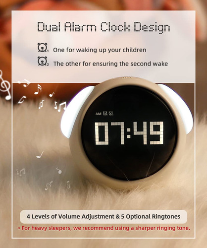 Reloj Despertador Infantil Con Alarma Doble Y Luz Nocturna