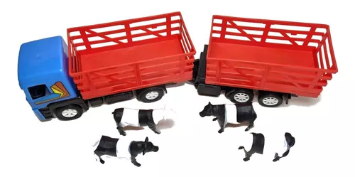 Caminhão Carreta Rodotrem Com 4 Bois Brinquedo Diverplas 912