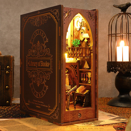 Kit De Rincón De Libros De Madera 3d Para Estantería