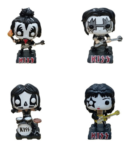 Set De Figuras De La Banda Kiss Elaborada En Resina