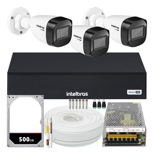 Kit Cftv Intelbras 3 Câmeras Vhd 1130 Mhdx 1004 Fonte 10 Amp