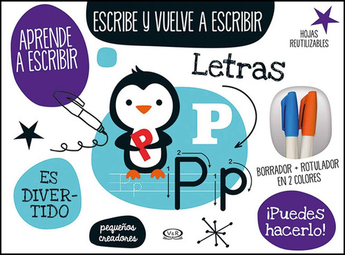 Letras - Escribe y vuelve a escribir - Con hojas reutilizables, de Varios. Editorial VR Editora, tapa blanda en español, 2013