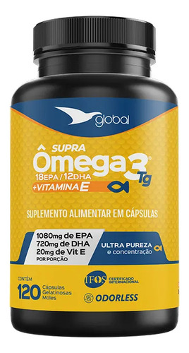 Supra Ômega 3 Com Vitamina E 1500mg Global Suplementos 120 Cápsulas