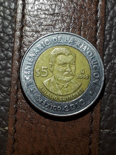 Moneda De 5 Pesos Eulalio Gutierrez (Usado)
