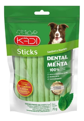 Petiscos Cães Kadi Dental Sticks Menta 70 Gramas
