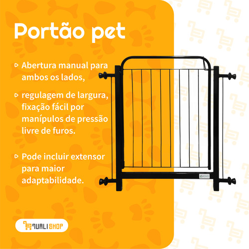 Grade Portao 78x132cm Protecao Pets Crianças C/ Extensor