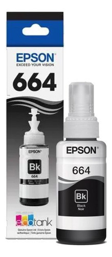 Botella De Tinta Epson Ecotank T664 Negra Serie L 70ml / T 