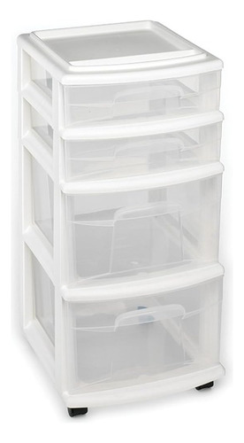 Homz Plastic 4 Drawer Medium Cart, Marco Blanco Con Cajones 