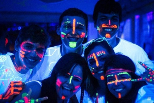 Pintura Neon, X 24, Fiestas, Disfraz, Glow In The Dark.