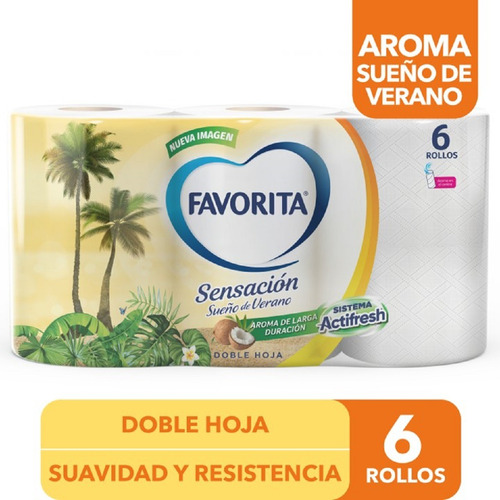 Papel Higienico Favorita Sensacion Sueño De Verano 6 Rollos