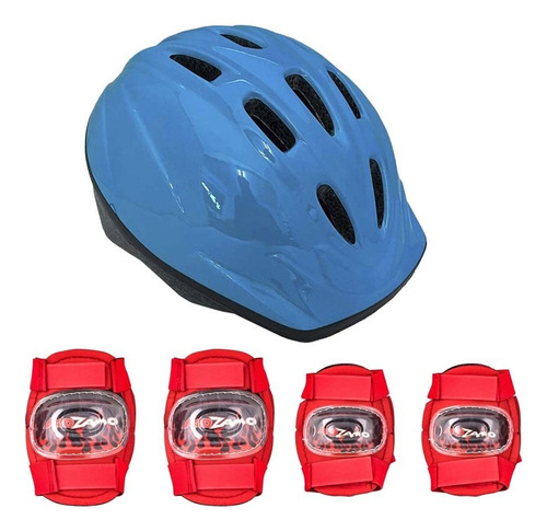 Kit Proteção Infantil Capacete Patins Skate Bike Azul