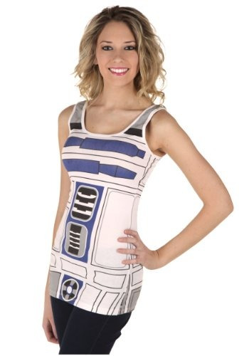 R2d2 Para Mujer Del Tanque De Vestuario Top Blanco 2x.