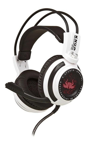Imagem 1 de 2 de Fone de ouvido over-ear gamer Knup KP-400 branco e preto