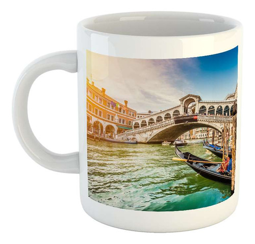 Taza Ceramica Paisaje Italia Venecia Gondola Puente