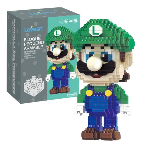 Set De Construcción 3d Luigi Super Mario Mini Block Regalo