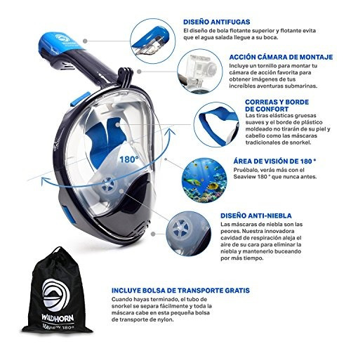 Imagen 3 de 6 de Seaview 180 Degree Panoramic Snorkel Mask- Diseño De Cara Co