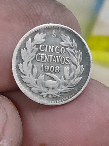 Moneda Chilena Plata Infra 140mm Año 1908 !!!!!