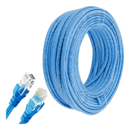 Cabo De Rede Internet Lan Cat5 Fio Montado 25 Metros Cor Azul